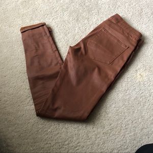 Zara “leather” coated brown jeans size 4